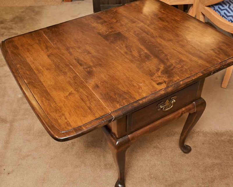 Sprague & Carleton  Dark Stained Cherry 1 Drawer Drop Leaf Side Table