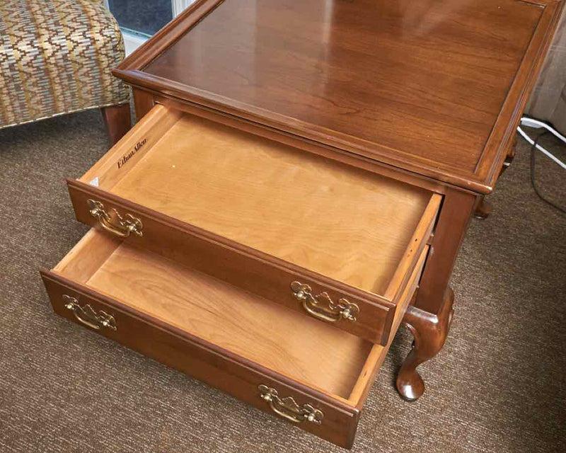 Ethan Allen Mahogany Queen Anne 2 Drawer  Side Table