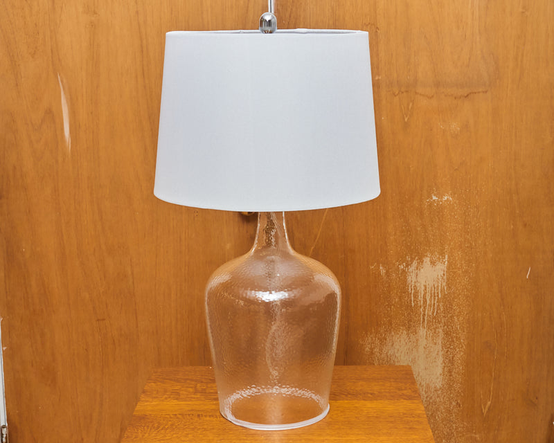 Seeded Glass French Wiring With Linen Shade Table Lamp