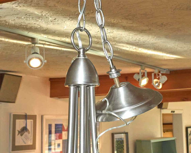 Satin Nickel Finish 5 Light Chandelier with Frosted Globes