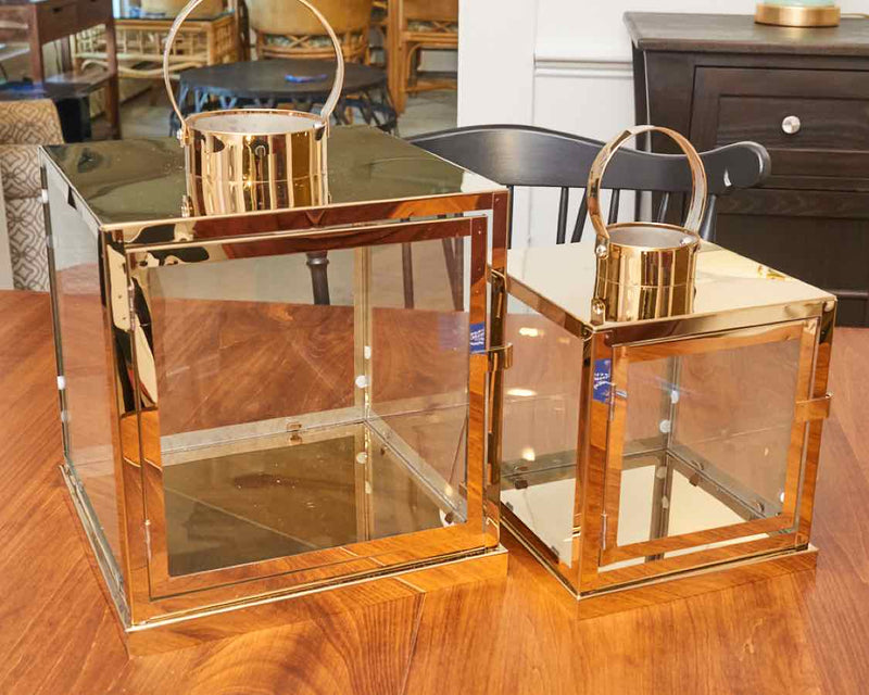 Set Of Polished Gold Steel Lanterns