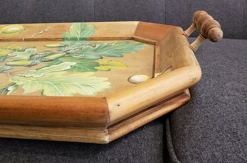 Victorian Octagonal Tray with Oak Leaf