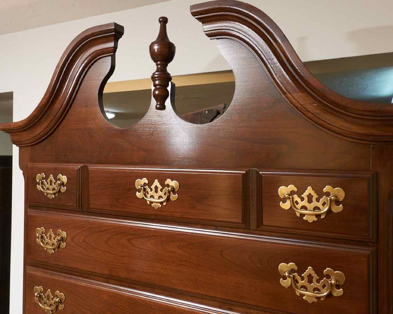 Dark Stained Cherry 5 Over 2 Drawer Highboy Chest