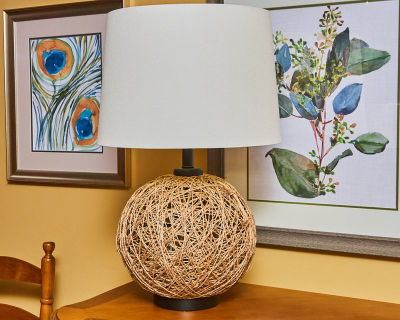 Natural Rattan Woven Sphere Table Lamp