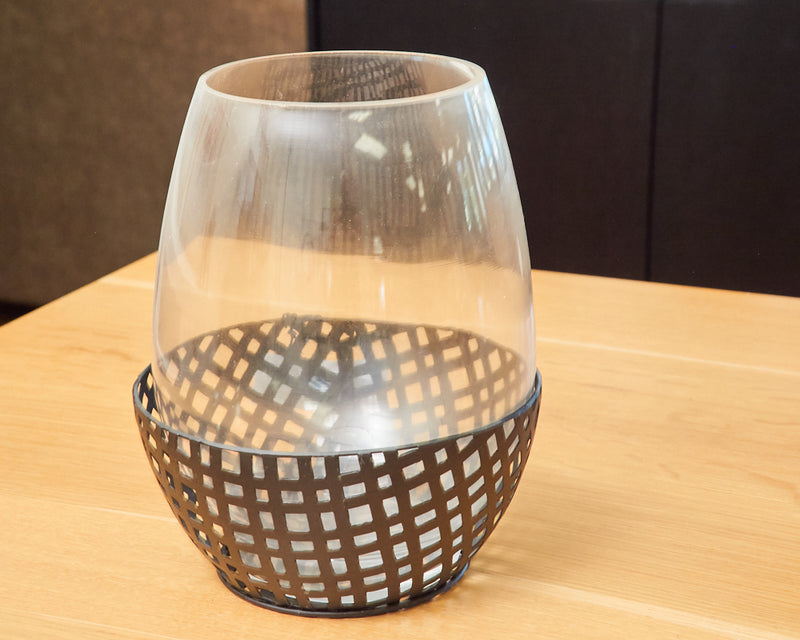 'Reena II' Large Black Woven Metal Candle Holder