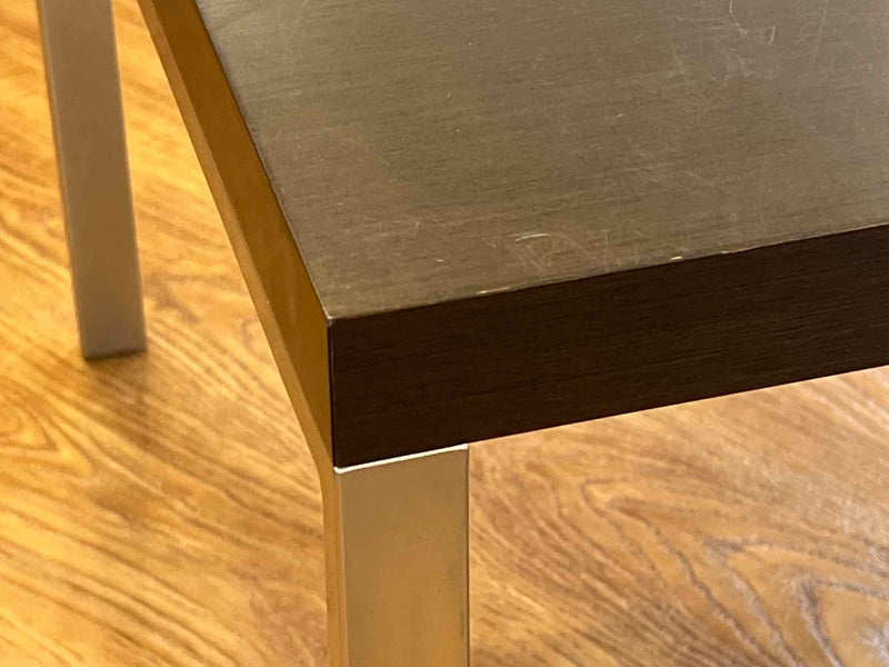 Espresso Side Table w/ Metal Base