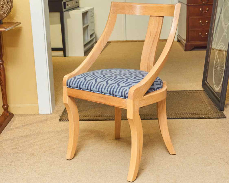 Serena and Lily Maple Side Chair with Light Blue & Navy Contemporary Upholstery