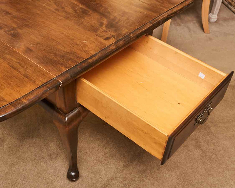 Sprague & Carleton  Dark Stained Cherry 1 Drawer Drop Leaf Side Table