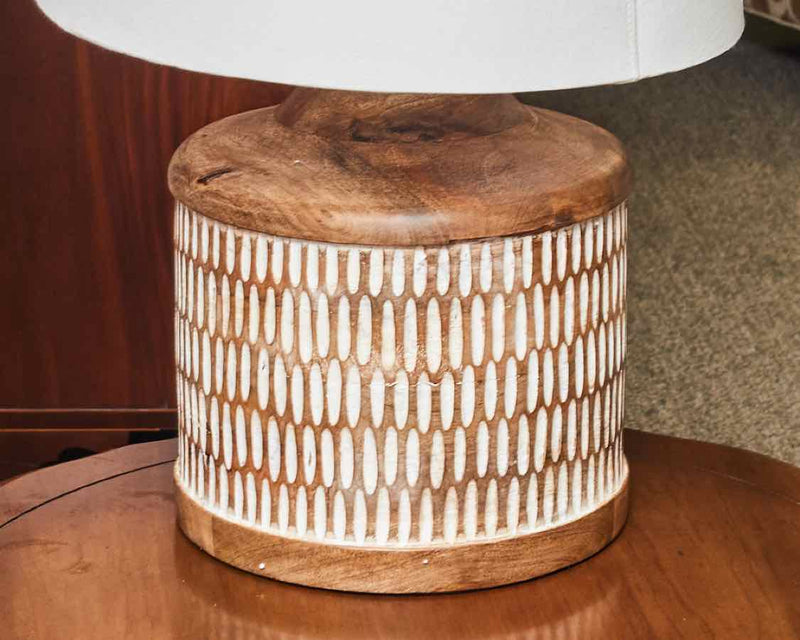 Carved Wood Table Lamp