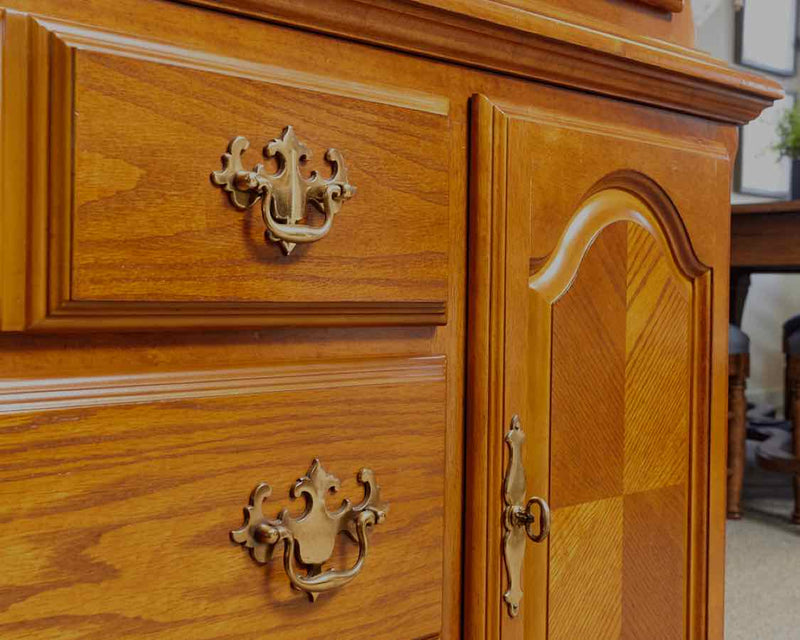 Solid Oak Glass Door China Cabinet