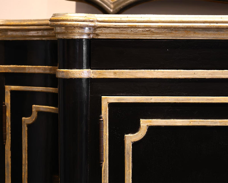 Black & Gold Trim 4 Door Sideboard with 3 Adjustable Shelves