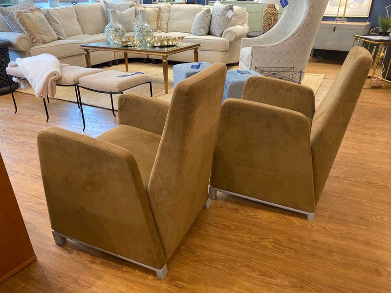 Pair of Cassina "Minta" Tan Contemporary Armchairs