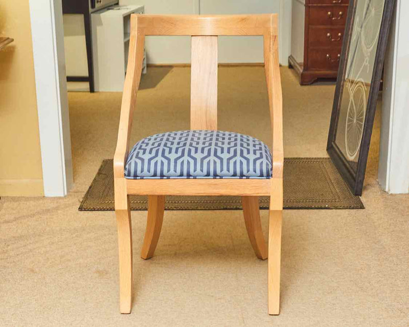 Serena and Lily Maple Side Chair with Light Blue & Navy Contemporary Upholstery