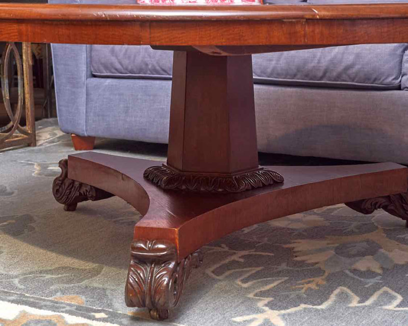 Round Mahogany Empire Style Cocktail Table