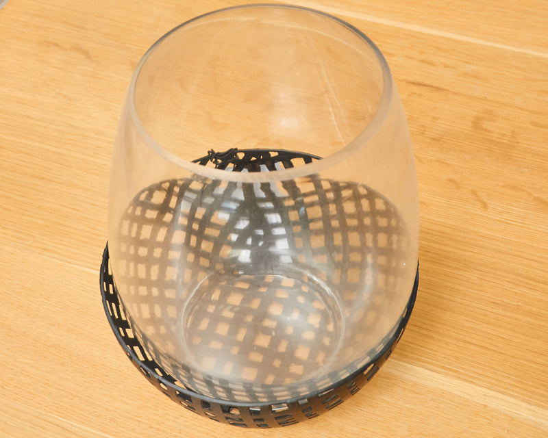 'Reena II' Large Black Woven Metal Candle Holder