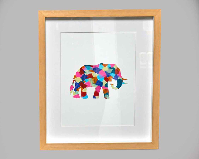 Framed hand painting: Mosaic Animals: 3/4